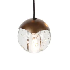 Design hanglamp donker brons met helder glas 12-lichts - Inge