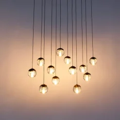 Design hanglamp donker brons met helder glas 12-lichts - Inge