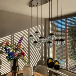 Design hanglamp donker brons met helder glas 12-lichts - Inge