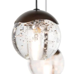 Design hanglamp donker brons met helder glas 12-lichts - Inge