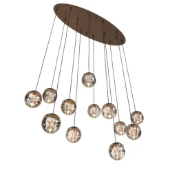 Design hanglamp donker brons met helder glas 12-lichts - Inge