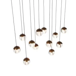 Design hanglamp donker brons met helder glas 12-lichts - Inge