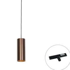 Design hanglamp donkerbrons incl. rail adapter 1-fase - Slimline Tubo