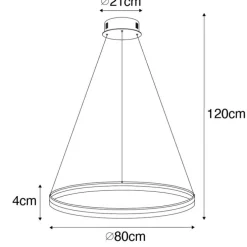 Design hanglamp goud 80 cm incl. LED 3-staps dimbaar - Anello