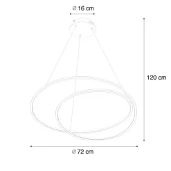 Design hanglamp goud 72 cm incl. LED 3-staps dimbaar - Rowan