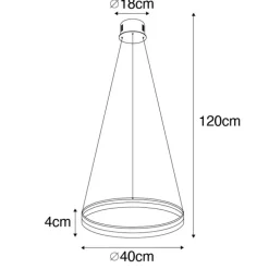Design hanglamp goud 40 cm incl. LED 3-staps dimbaar - Anello