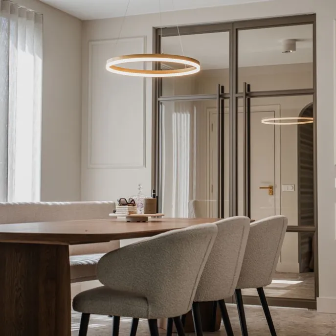 Design hanglamp goud 60 cm incl. LED 3-staps dimbaar - Anello