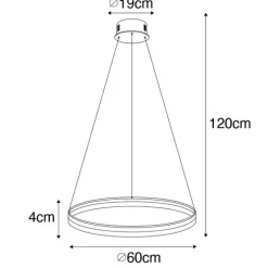 Design hanglamp goud 60 cm incl. LED 3-staps dimbaar - Anello