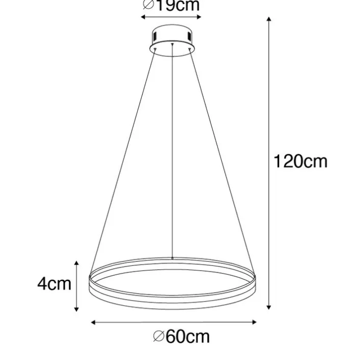 Design hanglamp goud 60 cm incl. LED 3-staps dimbaar - Anello