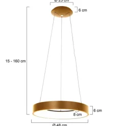Design hanglamp goud incl. LED dimbaar - Ringlede
