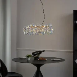 Design hanglamp goud met regenboog glas 8-lichts - Uvas