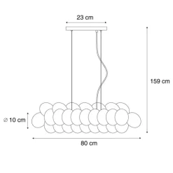 Design hanglamp goud met regenboog glas 8-lichts - Uvas
