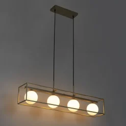 Design hanglamp goud met wit glas 4-lichts - Aniek