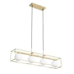 Design hanglamp goud met wit glas 4-lichts - Aniek