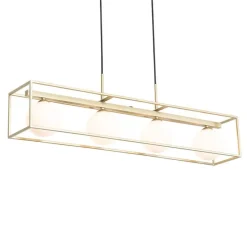 Design hanglamp goud met wit glas 4-lichts - Aniek