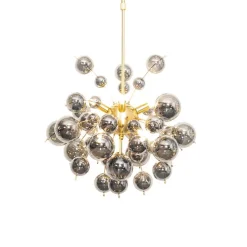 Design hanglamp messing met glas smoke 8-lichts - Explode