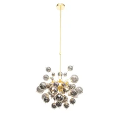 Design hanglamp messing met glas smoke 8-lichts - Explode