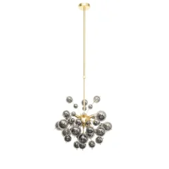 Design hanglamp messing met glas smoke 8-lichts - Explode