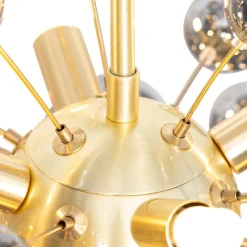 Design hanglamp messing met glas smoke 8-lichts - Explode