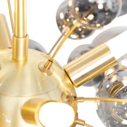 Design hanglamp messing met glas smoke 8-lichts - Explode