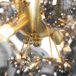 Design hanglamp messing met glas smoke 8-lichts - Explode