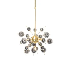 Design hanglamp messing met glas smoke 4-lichts - Explode