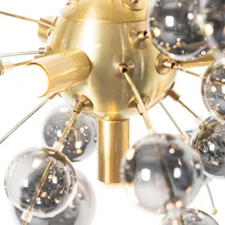 Design hanglamp messing met glas smoke 4-lichts - Explode