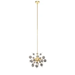 Design hanglamp messing met glas smoke 4-lichts - Explode