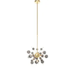 Design hanglamp messing met glas smoke 4-lichts - Explode