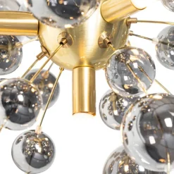 Design hanglamp messing met glas smoke 4-lichts - Explode