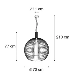Design hanglamp rond zwart 70 cm - Dos