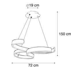 Design hanglamp staal incl. LED 3-staps dimbaar - Frank