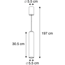 Design hanglamp wit GU10 50mm - Tuba small