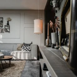 Design hanglamp wit met beige kap - Rich