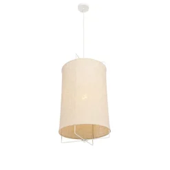 Design hanglamp wit met beige kap - Rich