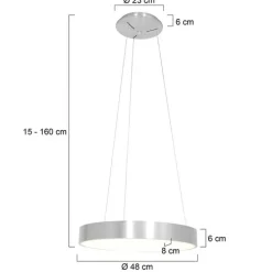 Design hanglamp zilver incl. LED dimbaar - Ringlede