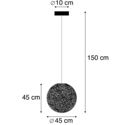 Design hanglamp zwart bol 45cm - Corda