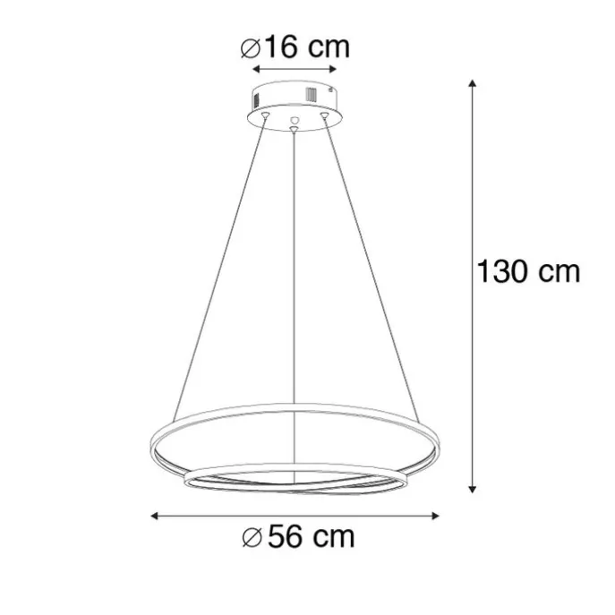 Design hanglamp zwart 55cm incl. LED dimbaar - Rowan