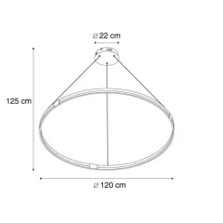 Design hanglamp zwart 120cm incl. LED 3-staps dimbaar - Anello
