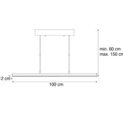 Design hanglamp zwart incl. LED 3-staps dimbaar easylift - Nele