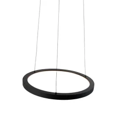 Design hanglamp zwart incl. LED dimbaar easylift - Hoop