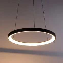 Design hanglamp zwart incl. LED dimbaar easylift - Hoop