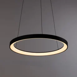 Design hanglamp zwart incl. LED dimbaar easylift - Hoop