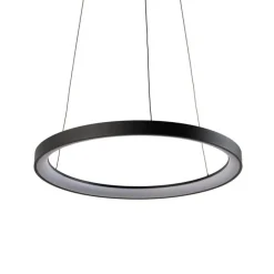 Design hanglamp zwart incl. LED dimbaar easylift - Hoop