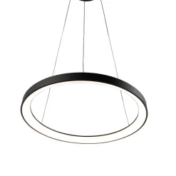 Design hanglamp zwart incl. LED dimbaar easylift - Hoop