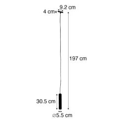 Design hanglamp zwart incl. rail adapter 1-fase - Slimline Tuba small