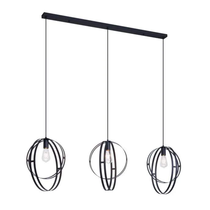 Design hanglamp zwart langwerpig 3-lichts - Indu