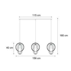 Design hanglamp zwart langwerpig 3-lichts - Indu