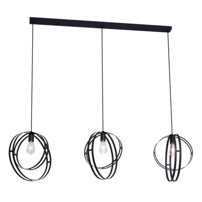 Design hanglamp zwart langwerpig 3-lichts - Indu
