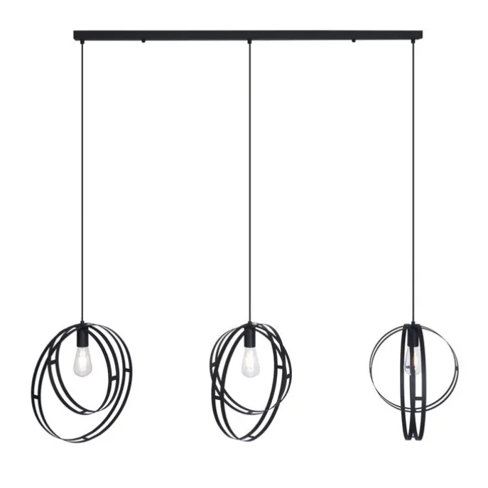 Design hanglamp zwart langwerpig 3-lichts - Indu